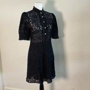 ZARA Black Lace Dress With Jewel Buttons Size Medium